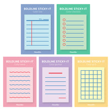 Load image into Gallery viewer, Monolike Color Boldline Sticky-It - 5p Set Self-Adhesive Memo Pad 50 Sheets