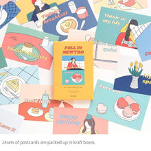 Load image into Gallery viewer, Monolike Fall in newtro Postcards - mix 24 pack, Emotional and lovely 24 girl postcards