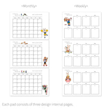 Load image into Gallery viewer, Monolike Happy and Lucky A4 Monthly + Weekly Planner pad, Flower + With you SET - Academic Planner, Weekly & Monthly Planner, To-do list, Note pad, Scheduler