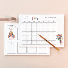 Load image into Gallery viewer, Monolike Happy and Lucky A4 Monthly + Weekly Planner pad, Flower + With you SET - Academic Planner, Weekly & Monthly Planner, To-do list, Note pad, Scheduler
