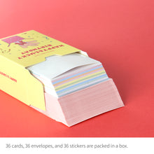 Load image into Gallery viewer, Monolike Day-by-day Card, Happy and Lucky Birthday - Mix 36 Mini Postcards, 36 envelopes, 36 stickers Package