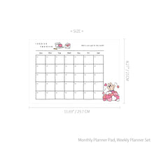 Load image into Gallery viewer, Monolike Happy and Lucky A4 Monthly + Weekly Planner pad, Letter + Dancing SET - Academic Planner, Weekly & Monthly Planner, To-do list, Note pad, Scheduler