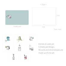 Load image into Gallery viewer, Monolike Message Buddy ver.2 Card - Mix 40 Mini Postcards, 20 envelopes Package