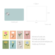 Load image into Gallery viewer, Monolike message card The flower - mix 40 cards, 20 envelopes pack, emotional and sophisticated mini cards