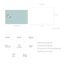 Load image into Gallery viewer, Monolike Message Typography Card - Mix 40 Mini Postcards, 20 envelopes Package