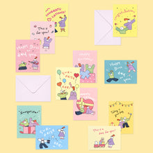 Load image into Gallery viewer, Monolike Day-by-day Card, Olly Molly Birthday - Mix 36 Mini Postcards, 36 envelopes, 36 stickers Package