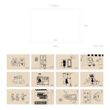 Load image into Gallery viewer, Monolike Monocat Postcards - mix 12 pack, Emotional and cute 12 cat postcards