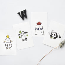 Load image into Gallery viewer, Monolike Buddy Postcards - mix 12 pack, unique and cute 12 animal postcards