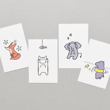Load image into Gallery viewer, Monolike Buddy ver.2 Postcards - mix 12 pack, unique and cute 12 animal postcards