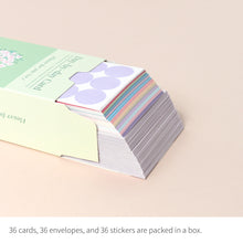 Load image into Gallery viewer, Monolike Day-by-day Card, Flower for you ver.1 - Mix 36 Mini Postcards, 36 envelopes, 36 stickers Package