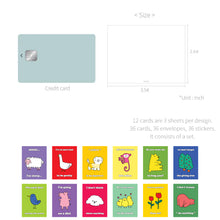 Load image into Gallery viewer, Monolike Day-by-day Card, Story town Ver.1 - Mix 36 Mini Postcards, 36 envelopes, 36 stickers Package