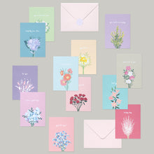 Load image into Gallery viewer, Monolike Day-by-day Card, Flower for you ver.1 - Mix 36 Mini Postcards, 36 envelopes, 36 stickers Package