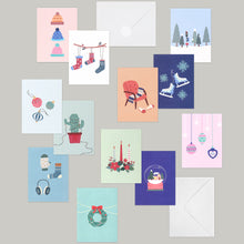 Load image into Gallery viewer, Monolike Day-by-day Card, Winter story Ver.1 - Mix 36 Mini Postcards, 36 envelopes, 36 stickers Package