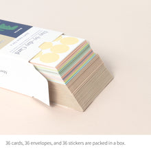 Load image into Gallery viewer, Monolike Day-by-day Card, Story town Ver.2 - Mix 36 Mini Postcards, 36 envelopes, 36 stickers Package