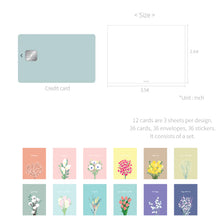Load image into Gallery viewer, Monolike Day-by-day Card, Flower for you ver.2 - Mix 36 Mini Postcards, 36 envelopes, 36 stickers Package