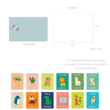 Load image into Gallery viewer, Monolike Day-by-day Card, Story town Ver.2 - Mix 36 Mini Postcards, 36 envelopes, 36 stickers Package