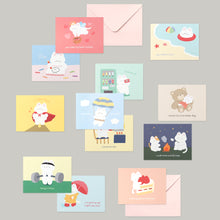 Load image into Gallery viewer, Monolike Day-by-day Card, Gureum's Daily Life ver.2 - Mix 36 Mini Postcards, 36 envelopes, 36 stickers Package