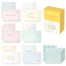 Load image into Gallery viewer, Monolike Day-by-day Card, Happy birthday ver.2 - Mix 36 Mini Postcards, 36 envelopes, 36 stickers Package