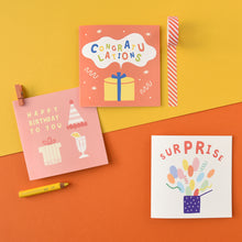 Load image into Gallery viewer, Monolike PAPER THINGS L , POP POP BIRTHDAY Ver.2 6P A SET - Greeting card, Folding card, Cards Assortment, Birthday, Thinking of You, 6 cards + 6envelopes, 135x135mm