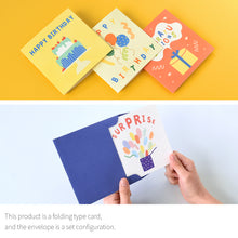 Load image into Gallery viewer, Monolike PAPER THINGS L , POP POP BIRTHDAY Ver.2 6P A SET - Greeting card, Folding card, Cards Assortment, Birthday, Thinking of You, 6 cards + 6envelopes, 135x135mm