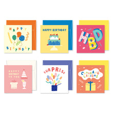 Load image into Gallery viewer, Monolike PAPER THINGS L , POP POP BIRTHDAY Ver.2 6P A SET - Greeting card, Folding card, Cards Assortment, Birthday, Thinking of You, 6 cards + 6envelopes, 135x135mm
