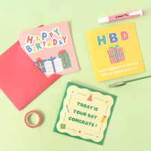 Load image into Gallery viewer, Monolike PAPER THINGS L , POP POP BIRTHDAY Ver.2 6P B SET - Greeting card, Folding card, Cards Assortment, Birthday, Thinking of You, 6 cards + 6envelopes, 135x135mm