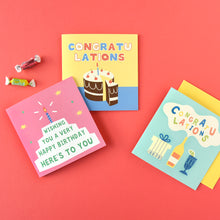 Load image into Gallery viewer, Monolike PAPER THINGS L , POP POP BIRTHDAY Ver.2 6P B SET - Greeting card, Folding card, Cards Assortment, Birthday, Thinking of You, 6 cards + 6envelopes, 135x135mm