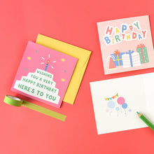 Load image into Gallery viewer, Monolike PAPER THINGS L , POP POP BIRTHDAY Ver.2 6P B SET - Greeting card, Folding card, Cards Assortment, Birthday, Thinking of You, 6 cards + 6envelopes, 135x135mm