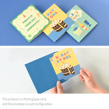 Load image into Gallery viewer, Monolike PAPER THINGS L , POP POP BIRTHDAY Ver.2 6P B SET - Greeting card, Folding card, Cards Assortment, Birthday, Thinking of You, 6 cards + 6envelopes, 135x135mm