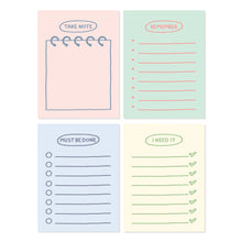 Load image into Gallery viewer, Monolike Memopad Sketch Planning Ver.2 design SET - 4 Packs, 4 Different Designs, 100 Sheets Per Pad, Total 400 Sheets, Note pads, Writing pads