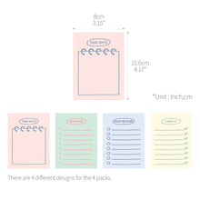 Load image into Gallery viewer, Monolike Memopad Sketch Planning Ver.2 design SET - 4 Packs, 4 Different Designs, 100 Sheets Per Pad, Total 400 Sheets, Note pads, Writing pads