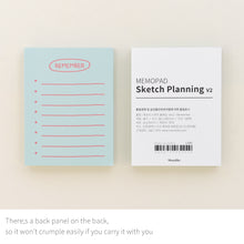 Load image into Gallery viewer, Monolike Memopad Sketch Planning Ver.2 design SET - 4 Packs, 4 Different Designs, 100 Sheets Per Pad, Total 400 Sheets, Note pads, Writing pads