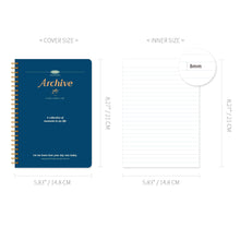 Load image into Gallery viewer, Monolike Archive A5 Line Spiral Notebook, Indigo - Hardcover 5.83 x 8.27inch 128 Page
