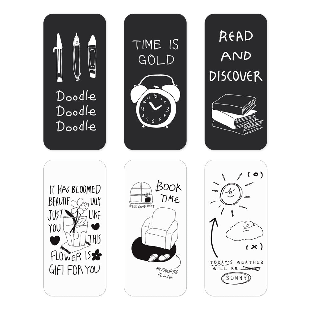 Monolike Little Doodle Today+Big objet Hard Bookmark 6P SET - Acryilc bookmarks, Bookclips, Design bookmarks