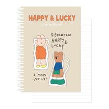 Load image into Gallery viewer, Monolike Happy and Lucky A5 Line Spiral Notebook, Distorted - Hardcover 5.83 x 8.27inch 128 Page
