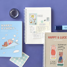Load image into Gallery viewer, Monolike Happy and Lucky A5 Line Spiral Notebook, Paper plane - Hardcover 5.83 x 8.27inch 128 Page
