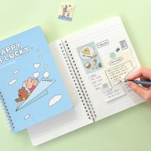 Load image into Gallery viewer, Monolike Happy and Lucky A5 Line Spiral Notebook, Distorted - Hardcover 5.83 x 8.27inch 128 Page
