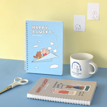 Load image into Gallery viewer, Monolike Happy and Lucky A5 Grid Spiral Notebook, Paper plane - Hardcover 5.83 x 8.27inch 128 Page
