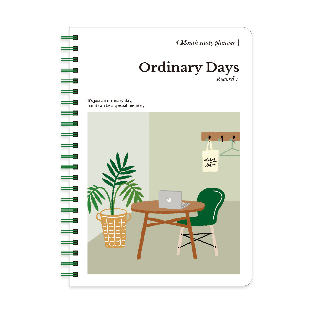 Monolike Ordinary days 4 Month Study Planner, Green day - Academic Planner, Weekly & Monthly Planner, Study plan