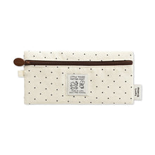 Load image into Gallery viewer, Monolike Happy and Lucky Candy Dot pen case, Ivory - Slim Corduroy Style Cotton Pen Pouch, Cute Aesthetic Pastel Stationery Organizer for Office
