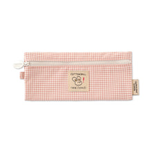 Load image into Gallery viewer, Monolike Unmatched Friends Picnic Check Pencil Case, Pink - Aesthetic Gingham Pastel Desk Organizer, Trendy Minimalist Stationery Pouch

