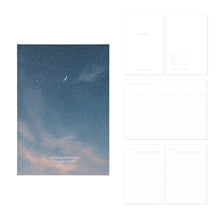 Load image into Gallery viewer, Monolike Moonlight 6 Month Undated Planner, Blue night - B6 Lay Flat Diary with Clear PVC Pocket &amp; Hologram Foil Cover for Office
