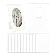 Load image into Gallery viewer, Monolike Standing Paper Photo Frames 4x6 Inch Window, Oval 20 Pack - Tabletop Cardboard Picture Frame Stand Set with Various Window Shapes for Desktop &amp; Shelf Display
