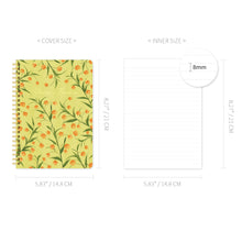 Load image into Gallery viewer, Monolike Olivia&#39;s Flowers A5 Line Spiral Notebook, Yellow - Hardcover 5.83 x 8.27inch 128 Page
