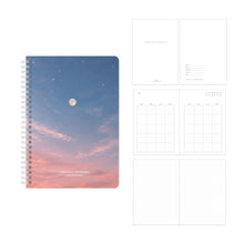 Load image into Gallery viewer, Monolike A5 Planning Notebook Moonlight, Rosy night - Undated 4-Month Planner, Portable Lay-Flat Spiral-Bound Diary for Office Use
