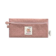 Load image into Gallery viewer, Monolike Happy and Lucky Candy Dot pen case, Pink - Slim Corduroy Style Cotton Pen Pouch, Cute Aesthetic Pastel Stationery Organizer for Office
