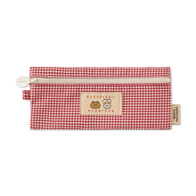 Load image into Gallery viewer, Monolike Unmatched Friends Picnic Check Pencil Case, Red - Aesthetic Gingham Pastel Desk Organizer, Trendy Minimalist Stationery Pouch
