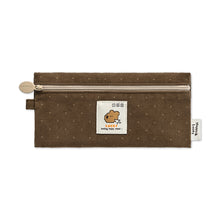 Load image into Gallery viewer, Monolike Happy and Lucky Candy Dot pen case, Brown - Slim Corduroy Style Cotton Pen Pouch, Cute Aesthetic Pastel Stationery Organizer for Office
