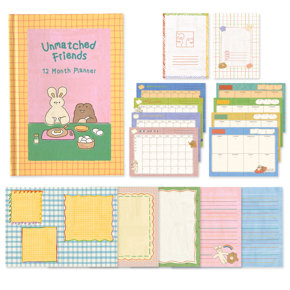 Monolike Hardcover Unmatched Friends Diary, 01. Yellow - Academic Planner Weekly & Monthly Planner