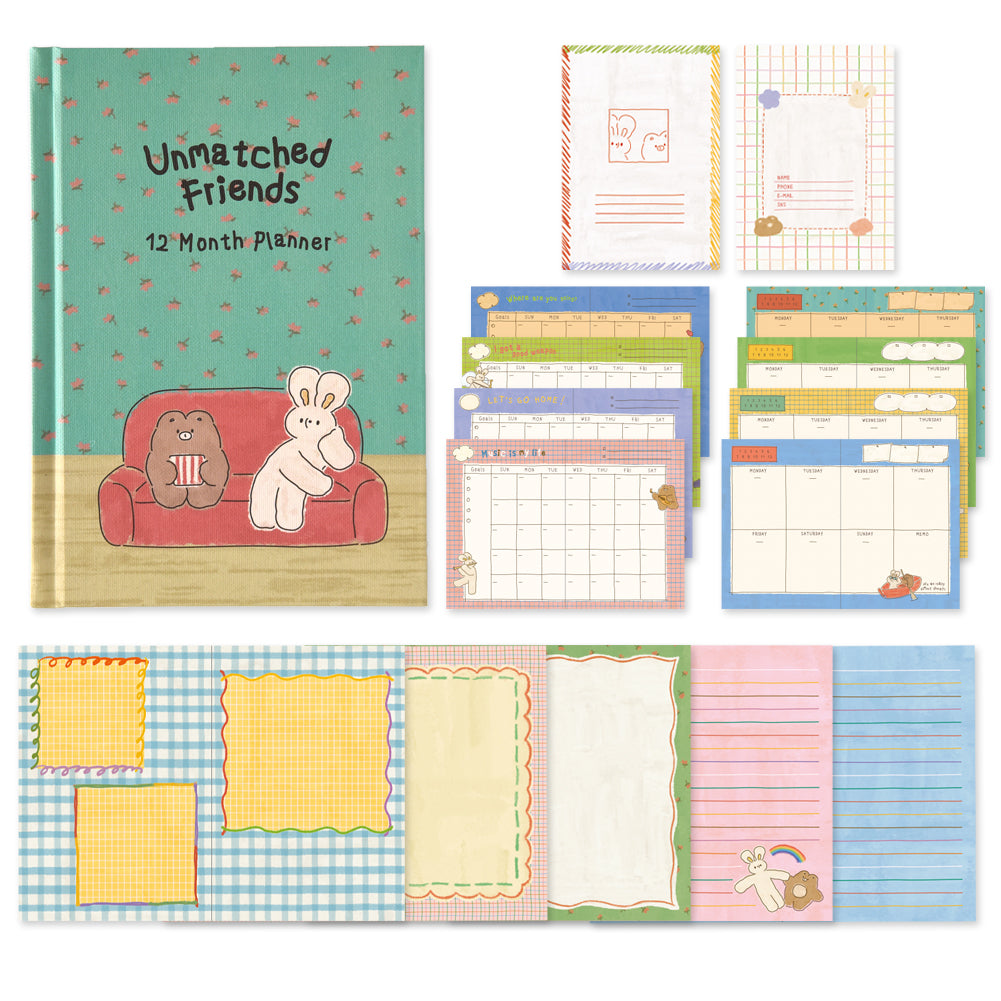 Monolike Hardcover Unmatched Friends Diary, 06. Mint - Academic Planner Weekly & Monthly Planner